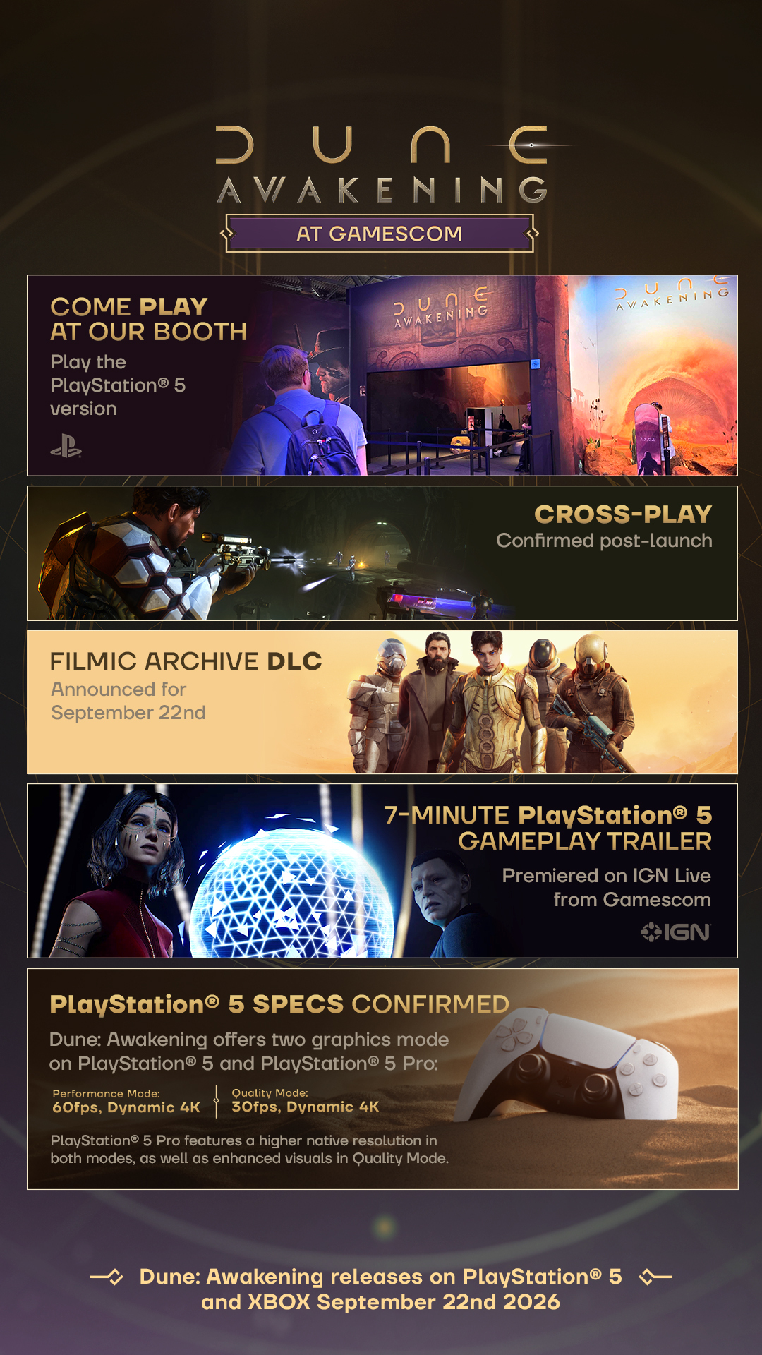 Dune: Awakening Confirms Cross-Play, Polar Cap Update, and Filmic Archive DLC Release Date